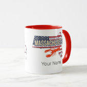 Massachusetts United Staaten Retro Map Vintag USA Tasse (VorderseiteRechts)