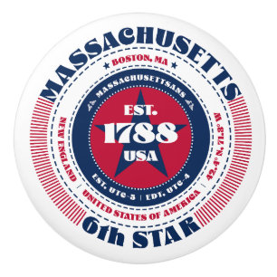 Massachusetts US Staat Red White Blue Typografy Keramikknauf