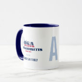 Massachusetts USA 1788 Blue Star Personalized Mug Tasse (Vorderseite Links)