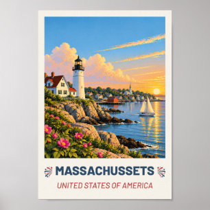 Massachusetts USA – Vintage Reiseplakat Poster