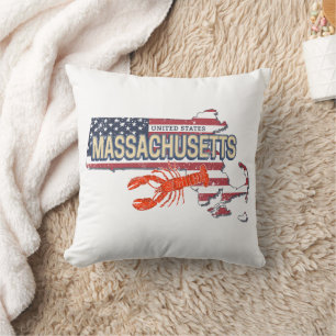 Massachusetts Vereinigte Staaten Retro-Karte Vinta Kissen