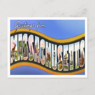 Massachusetts Vintage Große Buchstaben Postkarte