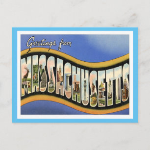 Massachusetts Vintage Reise Postkarte