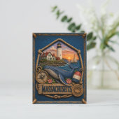 Massachusetts Vintage Reise Postkarte (Stehend Vorderseite)