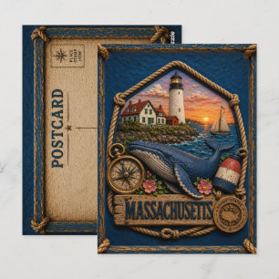 Massachusetts Vintage Reise Postkarte