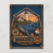 Massachusetts Vintage Reise Postkarte (Vorderseite)