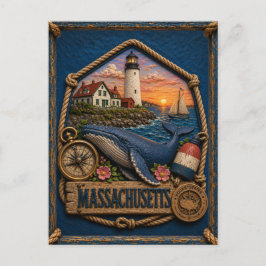 Massachusetts Vintage Reise Postkarte