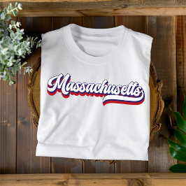Massachusetts Vintager T - Shirt Rot Weiß und Blau