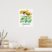 Massachusetts-Vogel Chickadee-Weidenzweige Poster (Küche)