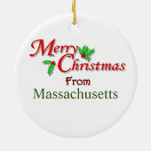 Massachusetts-Weihnachtsbaum-Verzierung Keramikornament (Hinten)