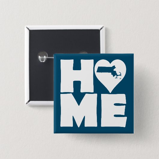 Massachusetts Zuhause Heart Staat Button Abzeichen (Vorne & Hinten)