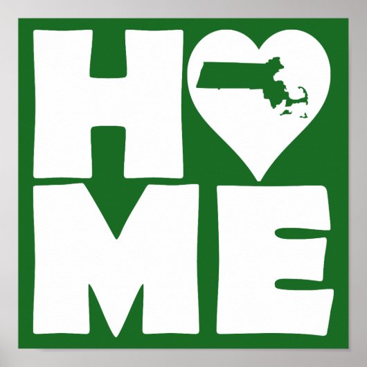 Massachusetts Zuhause Heart Staat Plakatzeichen Poster (Vorne)