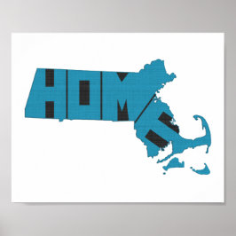 Massachusetts Zuhause Staat Blue Word Art Poster