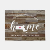 Massachusetts Zuhause Staat Personalisierte Holzau Fußmatte (Vorderseite)