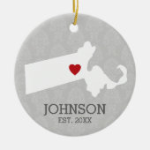 Massachusetts Zuhause Staat Stadtplan - Gewohnte H Keramikornament (Vorne)