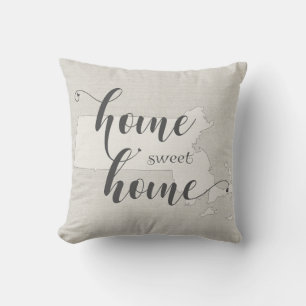 Massachusetts - Zuhause Sweet Zuhause burlap look Kissen