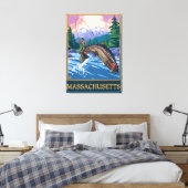 MassachusettsAngler Fisherman Scene Leinwanddruck (Insitu (Schlafzimmer))
