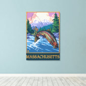 MassachusettsAngler Fisherman Scene Leinwanddruck (Insitu (Holzboden))