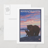 MassachusettsBär und Cub Postkarte (Vorne/Hinten)