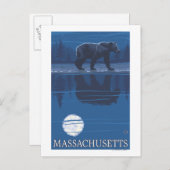 MassachusettsBear im Mondschein Postkarte (Vorne/Hinten)