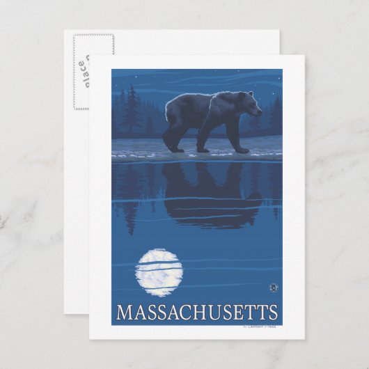 MassachusettsBear im Mondschein Postkarte (Vorne/Hinten)
