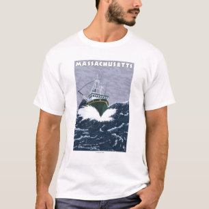 MassachusettsCrab Fischerboot-Szene T-Shirt