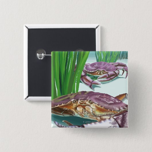 MassachusettsCrab und Fisherman Button (Vorne & Hinten)