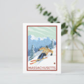 MassachusettsDownhill Skier Scene Postkarte (Stehend Vorderseite)