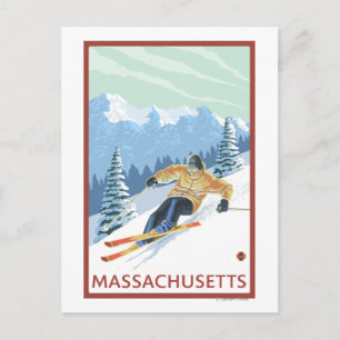 MassachusettsDownhill Skier Scene Postkarte