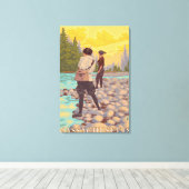 MassachusettsFrauenfischen Leinwanddruck (Insitu (Holzboden))