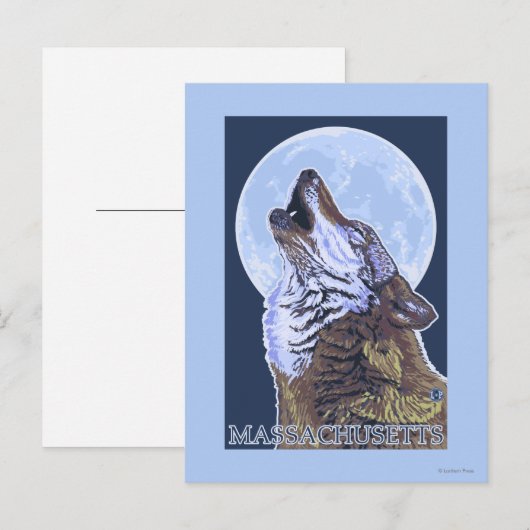 MassachusettsHowling Wolf Postkarte (Vorne/Hinten)