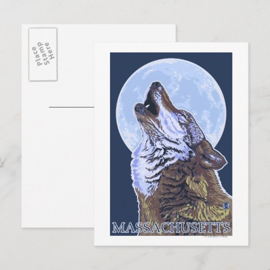 MassachusettsHowling Wolf Postkarte (Vorne/Hinten)