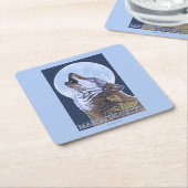 MassachusettsHowling Wolf Rechteckiger Pappuntersetzer (angewinkelt)