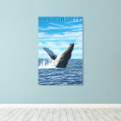 MassachusettsHumpback Whale Scene Leinwanddruck (Insitu (Holzboden))
