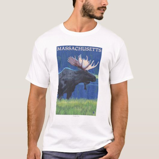 MassachusettsMoose im Mondschein T-Shirt (Vorderseite)