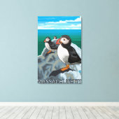 MassachusettsPuffinszenierung Leinwanddruck (Insitu (Holzboden))