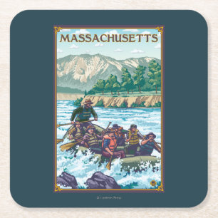 MassachusettsRiver, das Szene flößt Rechteckiger Pappuntersetzer