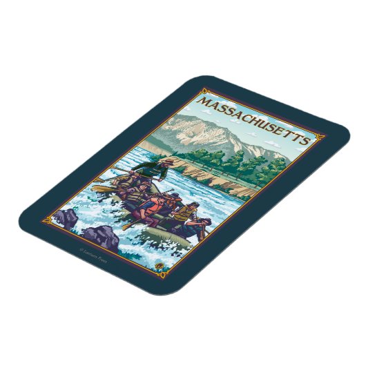 MassachusettsRiver Rafting Scene Magnet (Linke Seite)