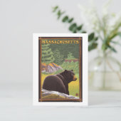 MassachusettsSchwarzer Bär im Wald Postkarte (Stehend Vorderseite)