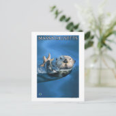 MassachusettsSea Otter Scene Postkarte (Stehend Vorderseite)