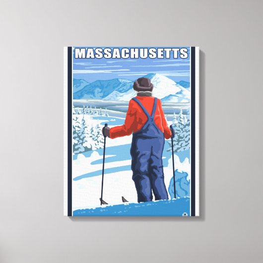 MassachusettsSkier Admiring View Leinwanddruck (Vorderseite)
