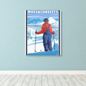 MassachusettsSkier Admiring View Leinwanddruck (Insitu (Holzboden))