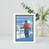 MassachusettsSkier Admiring View Postkarte (Stehend Vorderseite)