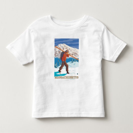 MassachusettsSkier tragende Skis Kleinkind T-shirt (Vorderseite)