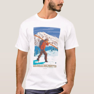 MassachusettsSkier tragende Skis T-Shirt