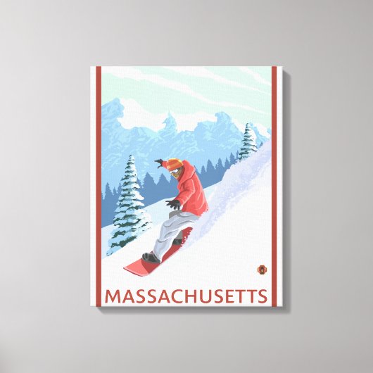 MassachusettsSnowboarder Scene Leinwanddruck (Vorderseite)