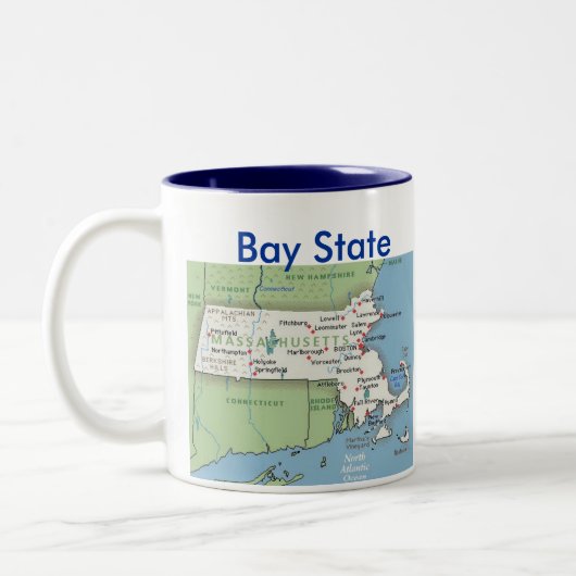 Massachusettssymbole u. -karte zweifarbige tasse (Links)