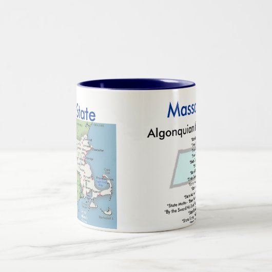 Massachusettssymbole u. -karte zweifarbige tasse (Mittel)