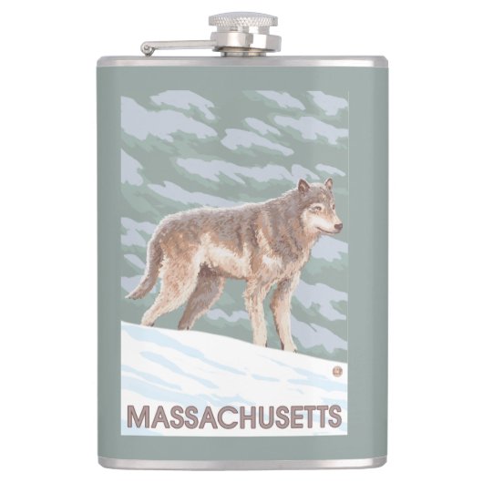 MassachusettsWolf Szene Flachmann (Vorderseite)