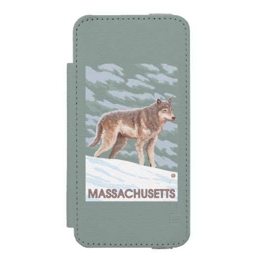MassachusettsWolf Szene Incipio iPhone Geldbeutel-Hülle (Folio Vorderseite)